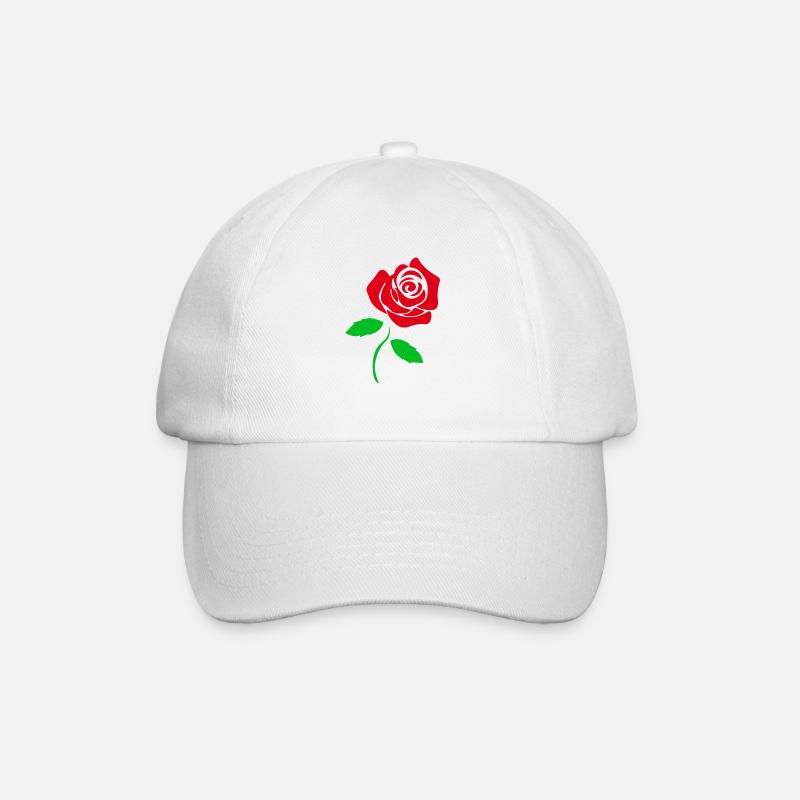 Blumen Rote Rose Romantische Geschenkidee - Baseballkappe - Weiß/Weiß