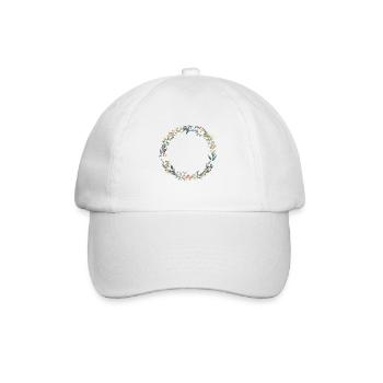 Blumenkranz Weiß Grün Rosa personalisierbar - Baseballkappe - Weiß/Weiß - Vorne