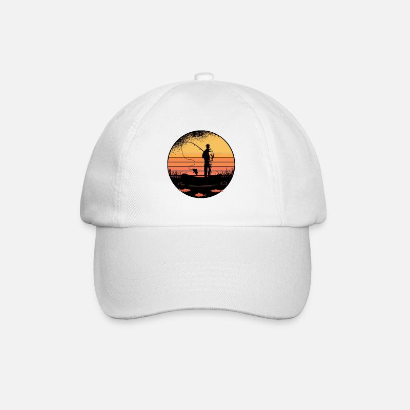 Pêcheur en mer avec son cadeau canne à pêche - Casquette classique - blanc/blanc