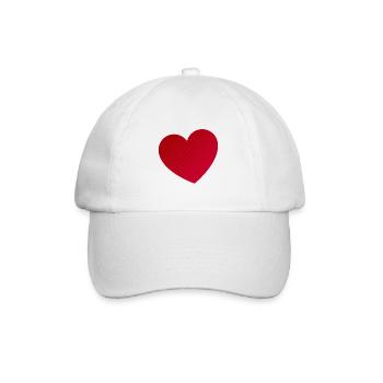 Rotes Herz - Baseballkappe - Weiß/Weiß - Vorne