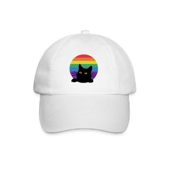 Regenbogen Katze - Baseballkappe - Weiß/Weiß - Vorne