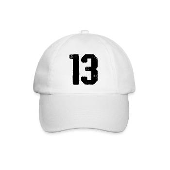 13 Zahl Trikot - Baseballkappe - Weiß/Weiß - Vorne