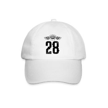 28 Zahl Krone - Baseballkappe - Weiß/Weiß - Vorne