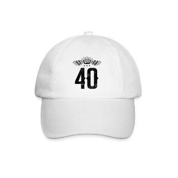 40 Zahl Krone - Baseballkappe - Weiß/Weiß - Vorne