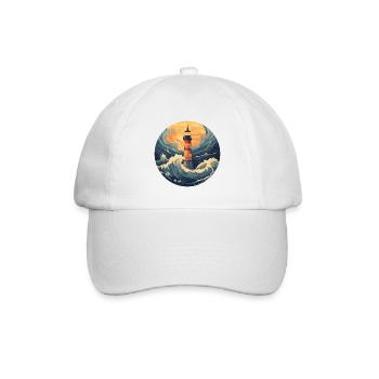 Phare rétro avec vagues: design nostalgique - Casquette classique - blanc/blanc - Devant