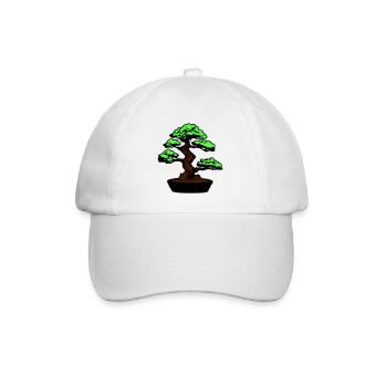 Baum Bonsai Symbol - Baseballkappe - Weiß/Weiß - Vorne