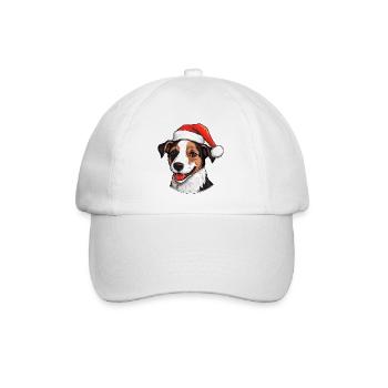 jack russel terrier Hund Weihnachten Lustig Xmas - Baseballkappe - Weiß/Weiß - Vorne