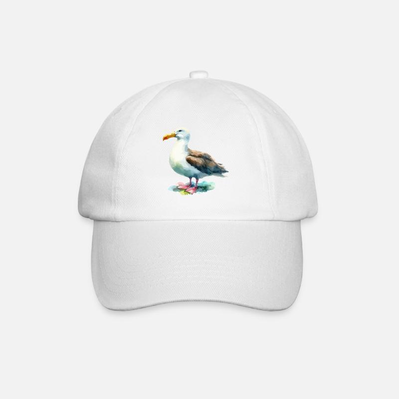 Albatros Aquarell Nordsee Küste - Baseballkappe - Weiß/Weiß