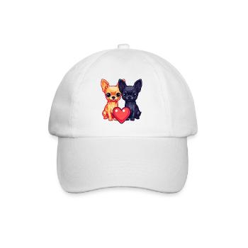 Chihuahua Hunde Paar Verliebt Valentinstag - Baseballkappe - Weiß/Weiß - Vorne
