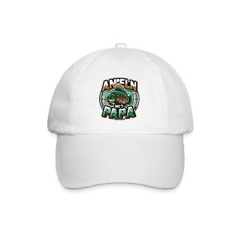 Angeln mit Papa. Buntes Angelmotiv mit Karpfen - Baseballkappe - Weiß/Weiß - Vorne