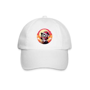 Funny colorful Christmas owl with Santa hat - Baseball Cap - white/white - Front