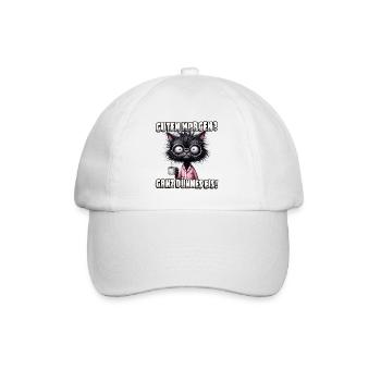 Guten Morgen? Ganz dünnes Eis - Katze mit Kaffee - Baseballkappe - Weiß/Weiß - Vorne