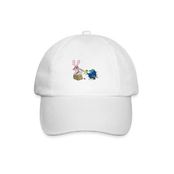 Elefant und Hase als Pirat - Baseballkappe - Weiß/Weiß - Vorne