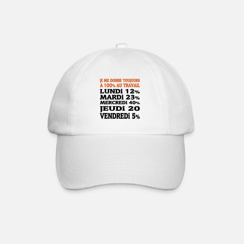 100% au Travail (2c) new ! - Casquette classique - blanc/blanc