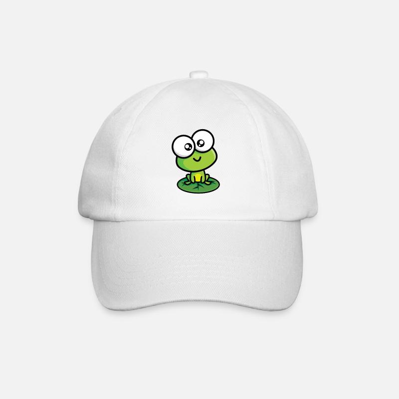 Neugieriger Frosch mit RIESEN Augen - Baseballkappe - Weiß/Weiß