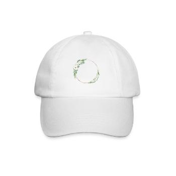 Customizable rose gold green white floral wreath - Baseball Cap - white/white - Front