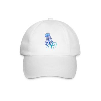 qualle tier meerestier biologie symbol blau - Baseballkappe - Weiß/Weiß - Vorne