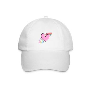 regenbogen rosa herz hintergrund - Baseballkappe - Weiß/Weiß - Vorne