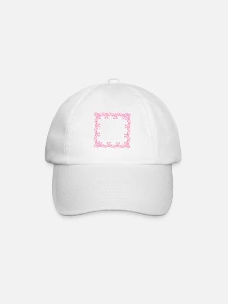 rahmen quadrat viereck schleifen rosa - Baseballkappe - Weiß/Weiß