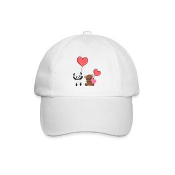 panda tier bär herzen süß - Baseballkappe - Weiß/Weiß - Vorne