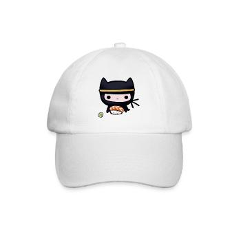 Ninja kawaii cat drawing cute sushi fan - Baseball Cap - white/white - Front