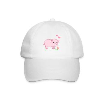 Fleur de cœur rose doux de porc - Casquette classique - blanc/blanc - Devant