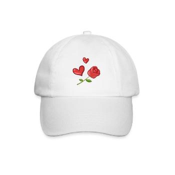 Red Rose Hearts Heart Symbol Flower - Baseball Cap - white/white - Front