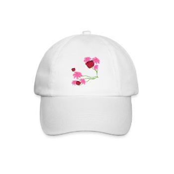 Pattern flowers pink plants - Baseball Cap - white/white - Front