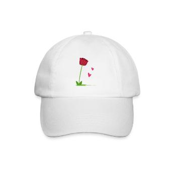 Cœurs de fleurs de rosier rouge - Casquette classique - blanc/blanc - Devant