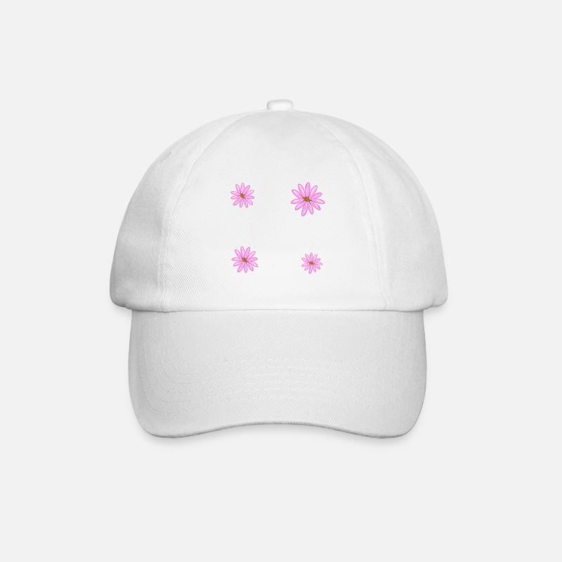 vier lila blumen pflanzen blüten - Baseballkappe - Weiß/Weiß