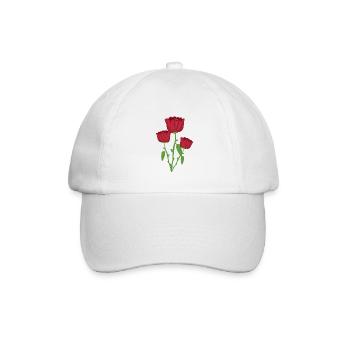 Trois Roses Fleur Végétale Rouge - Casquette classique - blanc/blanc - Devant