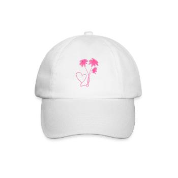 Pattern Pink Flowers Plant Heart - Baseball Cap - white/white - Front