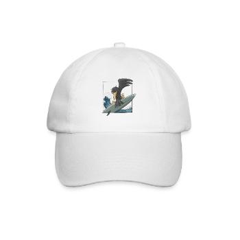 Casual surfer crow raven on Japan wave - Baseball Cap - white/white - Front