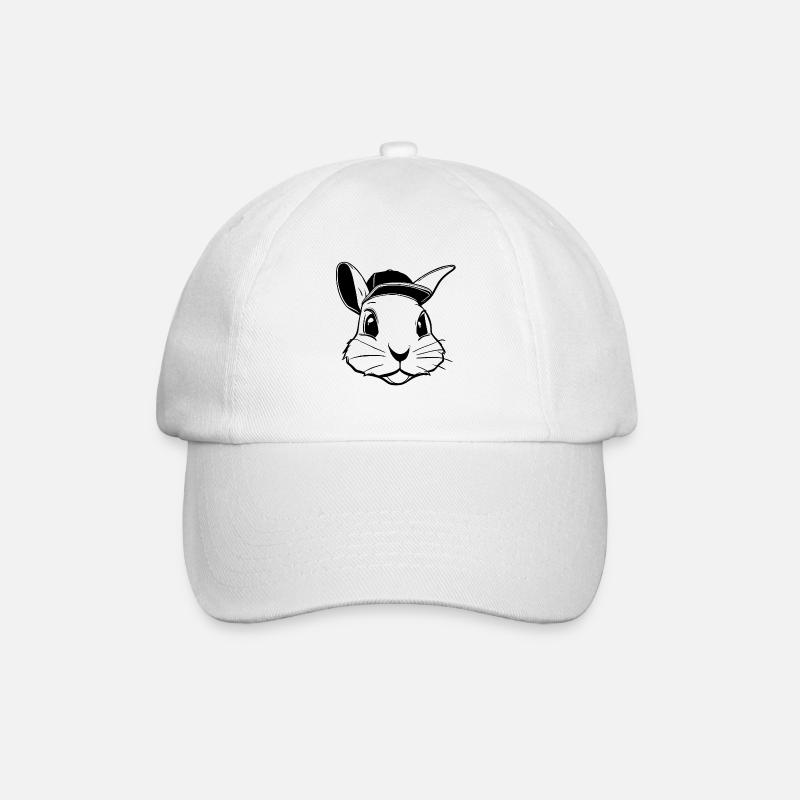 Hase mit Basecap | Hopper Hat | Sandhos - Baseballkappe - Weiß/Weiß