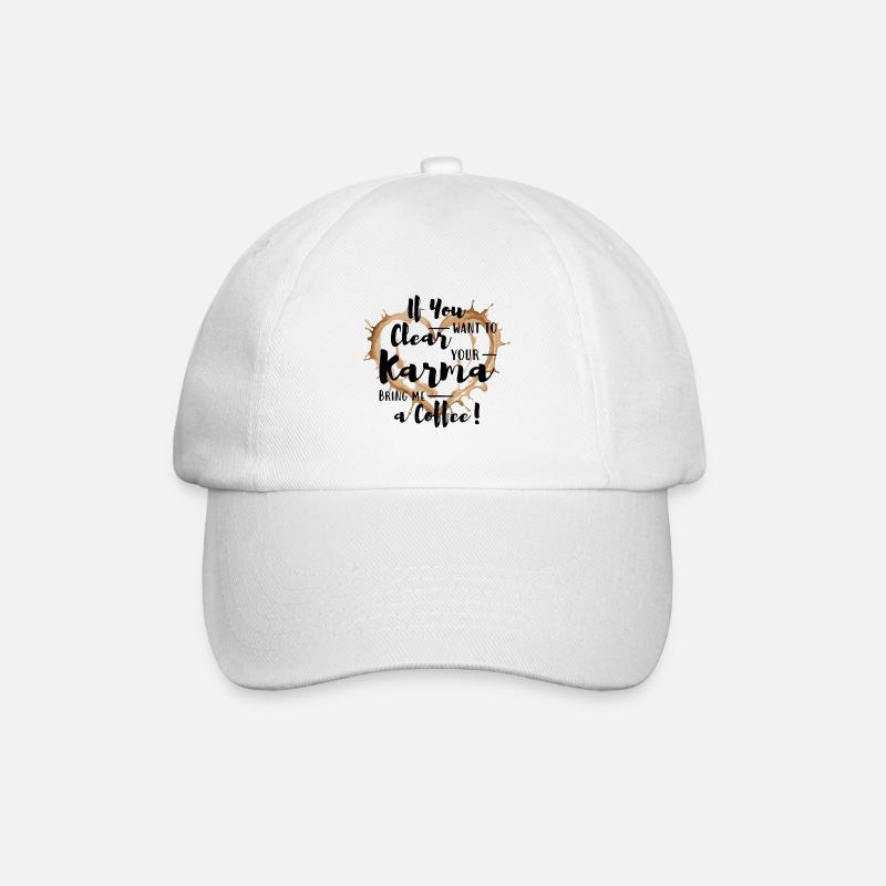 Kläre dein Karma - Bring mir einen Kaffee! - Baseballkappe - Weiß/Weiß