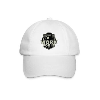 Work for it, Gym, Fitnessstudio - Baseballkappe - Weiß/Weiß - Vorne