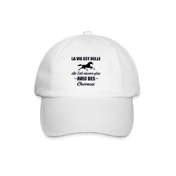 La vie est belle t-shirt cadeau citation équestre - Casquette classique - blanc/blanc - Devant