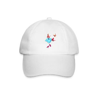 spring blue flower animal natural red - Baseball Cap - white/white - Front