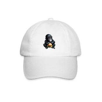 Gorilla liebt Cheeseburger - Baseballkappe - Weiß/Weiß - Vorne