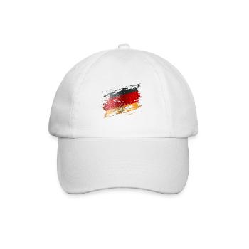 Deutschland Flagge Deutsche Fahne Used Look Heimat - Baseballkappe - Weiß/Weiß - Vorne