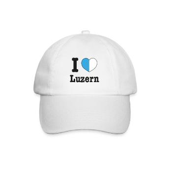 I Love Luzern | Schweiz Wappen Liebe Herz - Baseballkappe - Weiß/Weiß - Vorne