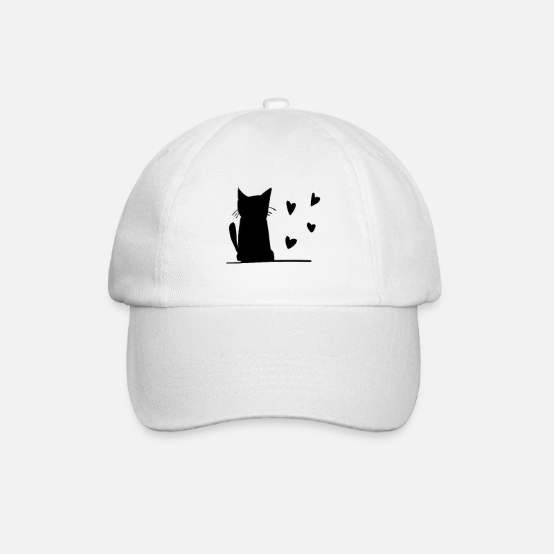 Katze Herzen Symbol - Baseballkappe - Weiß/Weiß