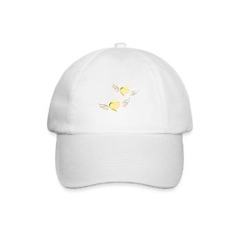 two golden hearts angel heart symbol - Baseball Cap - white/white - Front