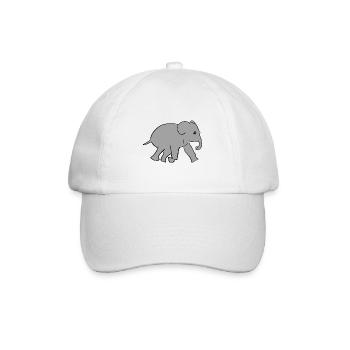 Elefant Tier Symbol Grau - Baseballkappe - Weiß/Weiß - Vorne