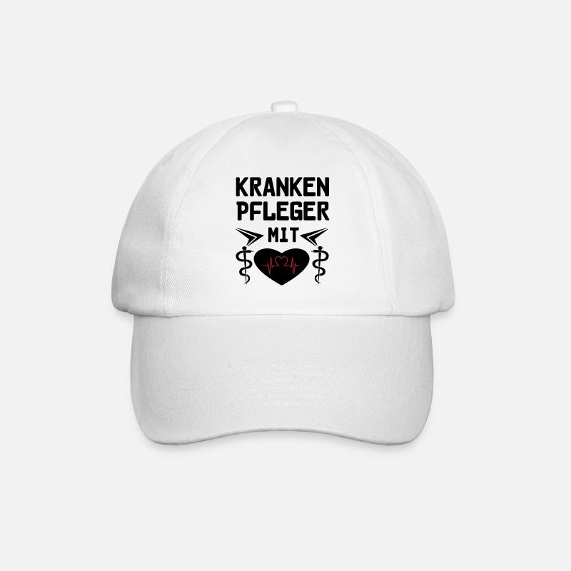 Krankenpfleger mit Herz Geschenk - Baseballkappe - Weiß/Weiß