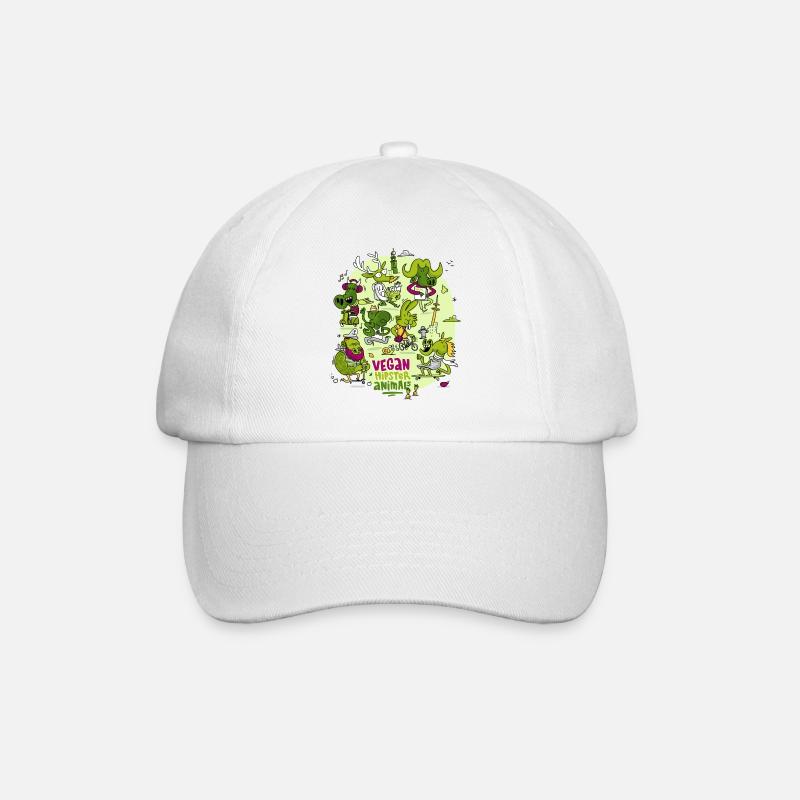 Vegan Hipster Animals - Baseballkappe - Weiß/Weiß