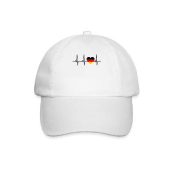 I LOVE ekg heartbeat Deutschland Germany - Baseballkappe - Weiß/Weiß - Vorne