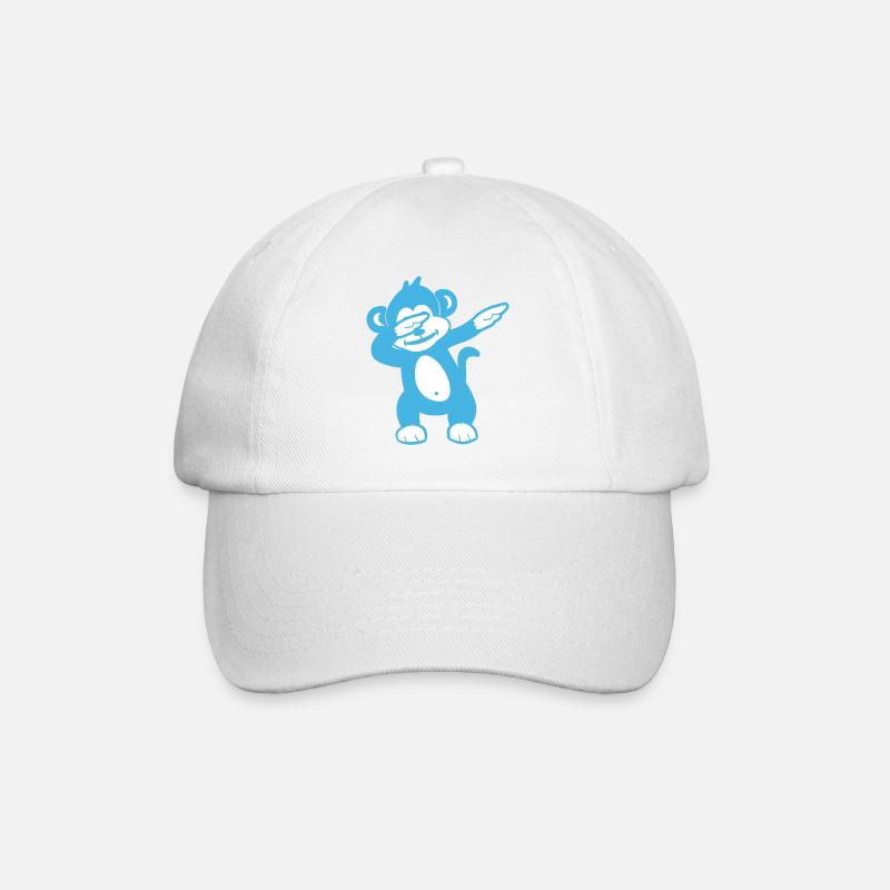 Blue Monkey Maskottchen – Verspieltes Design - Baseballkappe - Weiß/Weiß