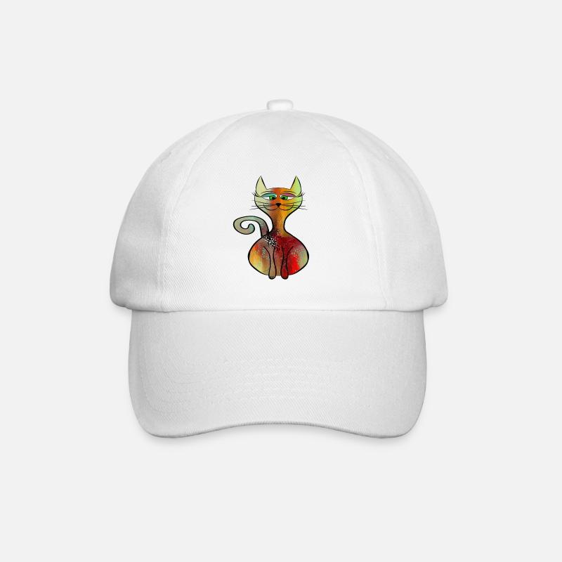Katze - Baseballkappe - Weiß/Weiß