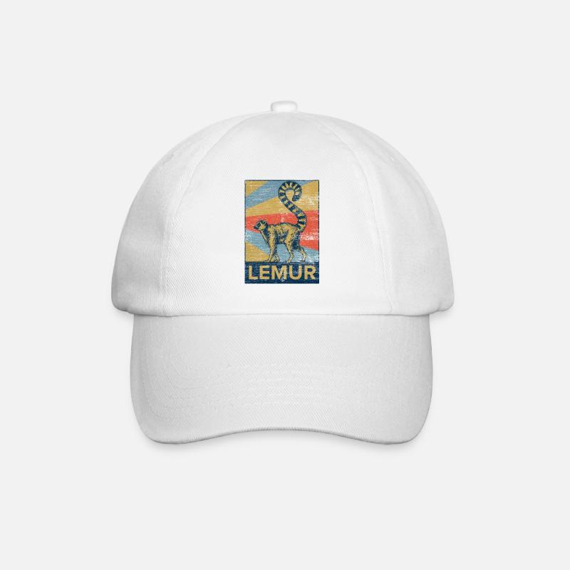 Lemur Affe Halbaffe Tier Geschenk Tierschutz. - Baseballkappe - Weiß/Weiß